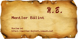 Mentler Bálint névjegykártya